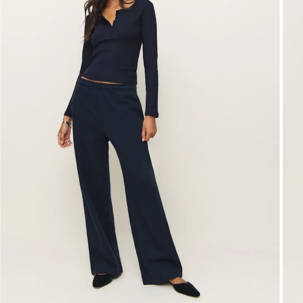 Reformation Kira Wide Leg Sweatpant Blue - Size XS